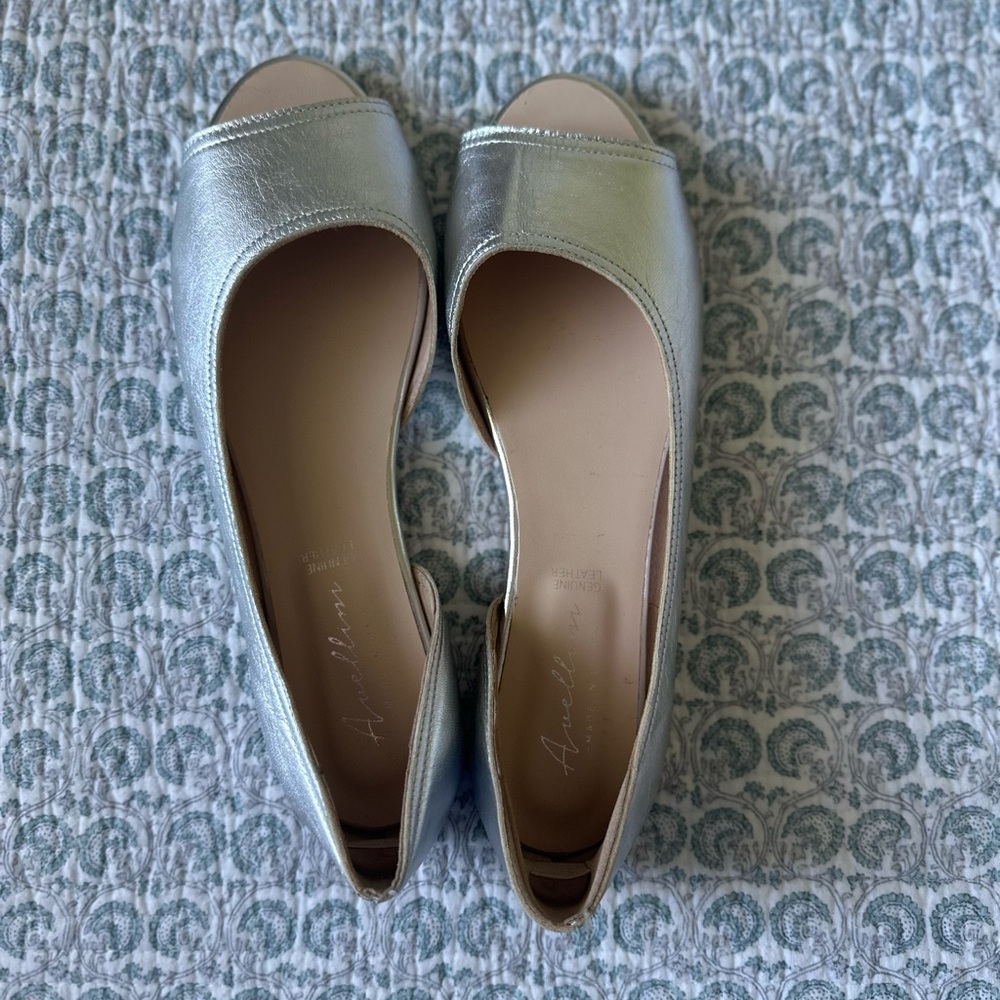 Silver Flats with Rounded Toe and Satin Finish | Never Worn
